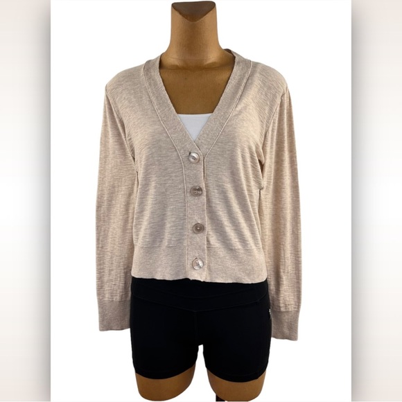 J. Crew Factory Sweaters - J. Crew 100% Cotton Open-Front V-neck Crop Cardigan In Heathered Oatmeal |Medium